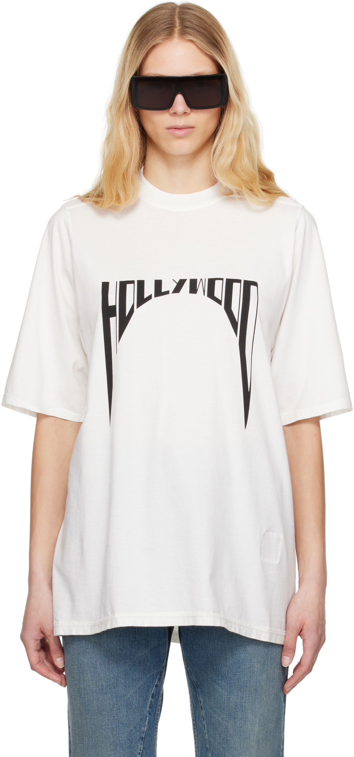 T-shirt Rick Owens Rick Owens DRKSHDW Hollywood Jumbo T-Shirt Vit | DS01E3204 RNEP2, 0