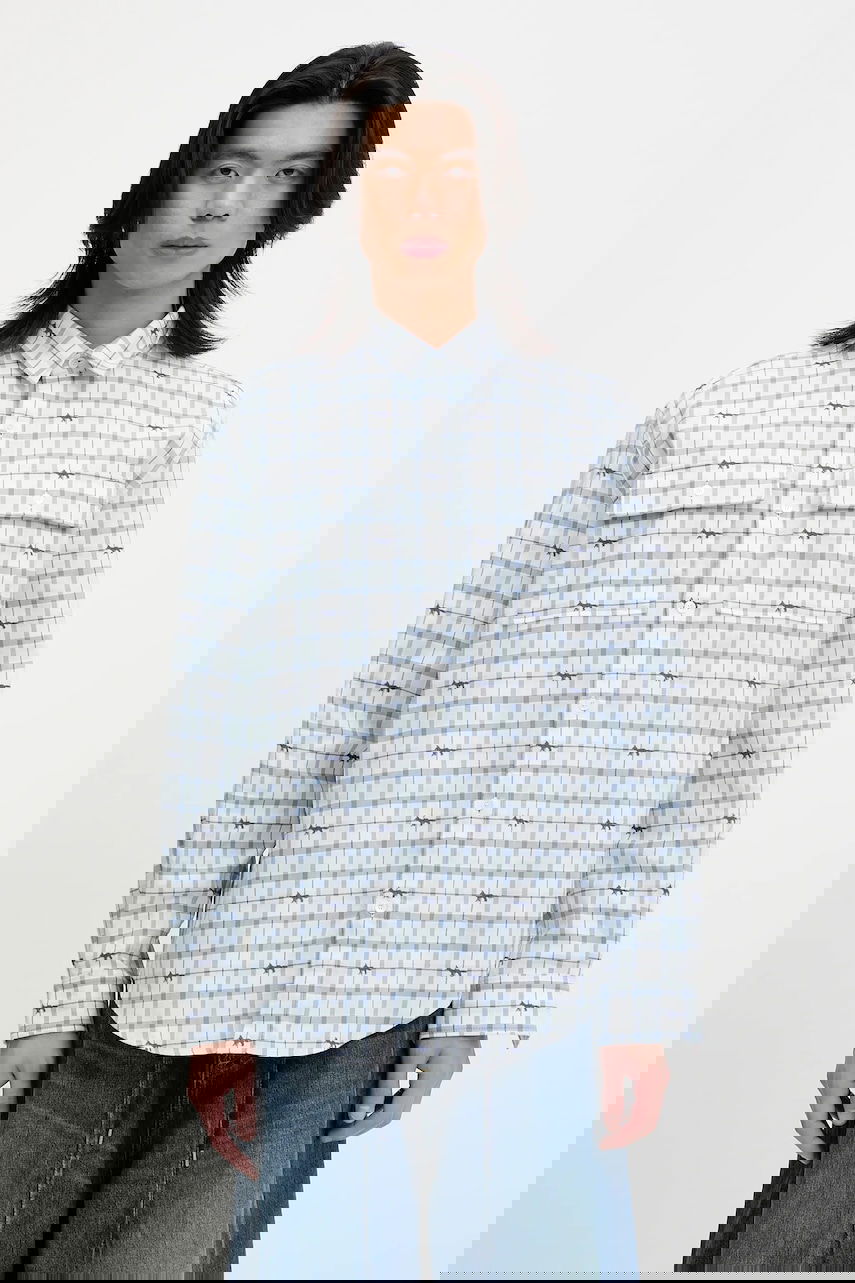 Skjorta MAISON KITSUNÉ Maison Kitsuné Double Pocket Skate Relaxed Fit Shirt Blå | OM00425WW0118, 0