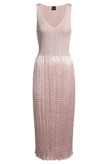 Klä BOSS Knit Dress with Lustrous Structured Skirt Rosa | 50537736