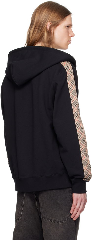 Sweatshirt Burberry Burberry Check Trim Cotton Zip Hoodie Svart | 8110790, 2