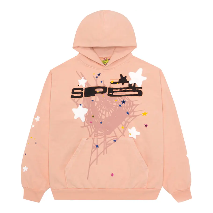 Sweatshirt Sp5der Sp5der Web and Stars Hoodie Rosa | SP5-PEACH-HD