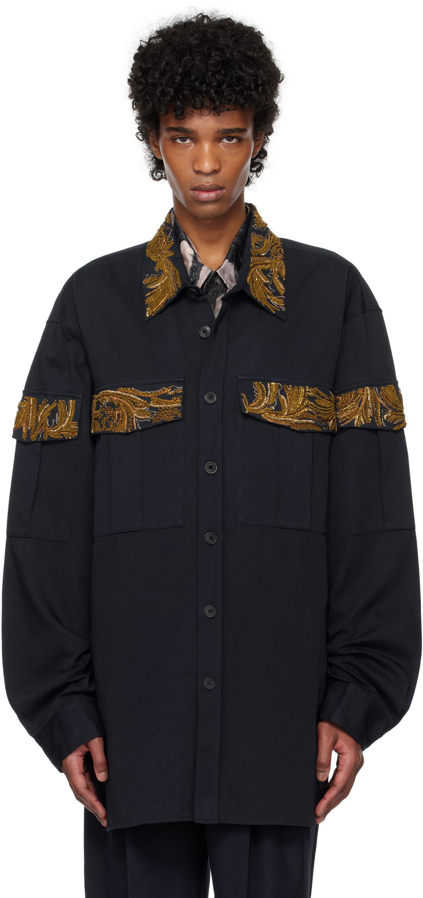 Skjorta Dries Van Noten Dries Van Noten Embroidered Shirt Svart | 251-020757-1473