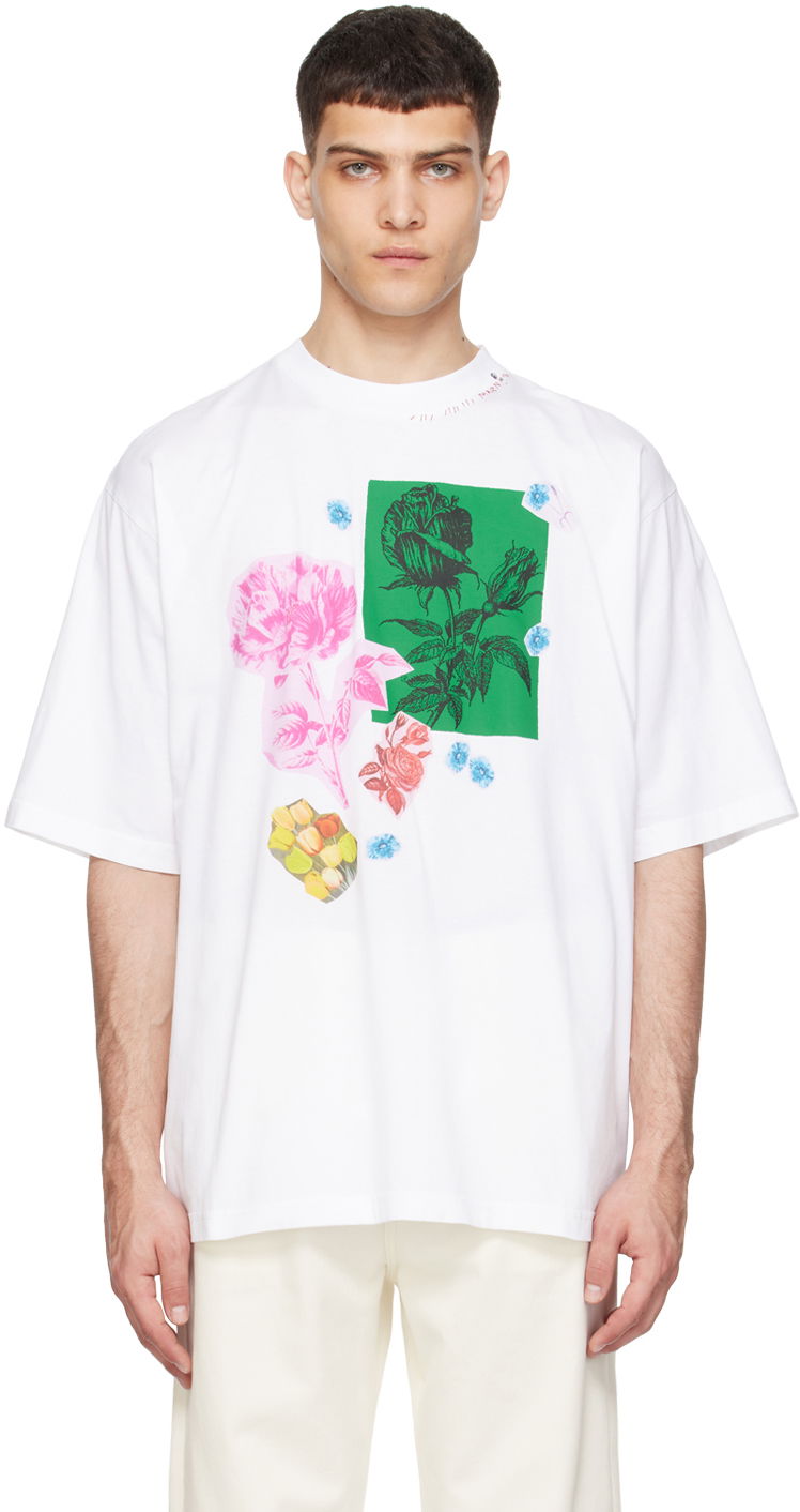 T-shirt Marni Flower Prints T-Shirt Vit | HUMU0223PT USCW75