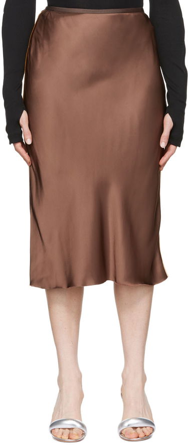 Kjol Helmut Lang Helmut Lang Slip Midi Skirt Brun | M04HW304, 0