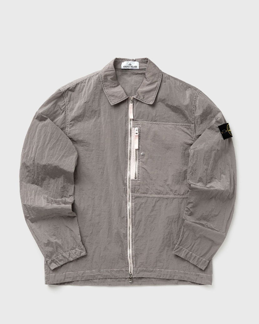Jacka Stone Island Crinkle Fabric Full-Zip Overshirt Grå | K2S151200031S0019.V0080