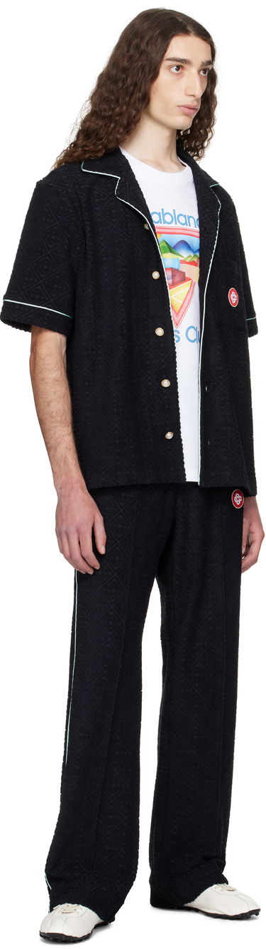 Träningsbyxor Casablanca Casablanca Monogram Jacquard Towelling Sweatpants Svart | MPF25-JTR-270-01, 3