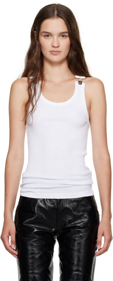 Linne Jean Paul Gaultier Jean Paul Gaultier Overall Buckles Ribbed Tank Top Vit | 25/03-U-TO380-J014-01, 0