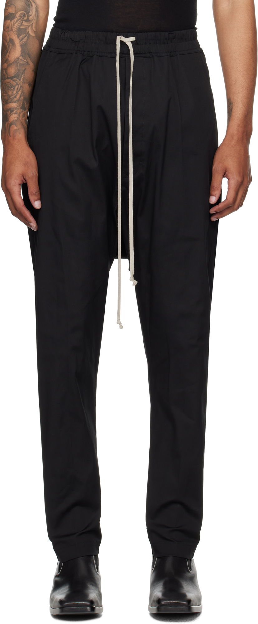 Byxor Rick Owens Rick Owens Concordians Drawstring Trousers Svart | RU02E1380 TE