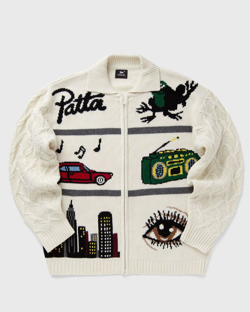 Sweater Patta Perfect Day Full-Zip Knitted Cardigan with Graphic Motifs and Cable Knit Sleeves Flerfärgad | POC-AW25-7010-391-0006-212