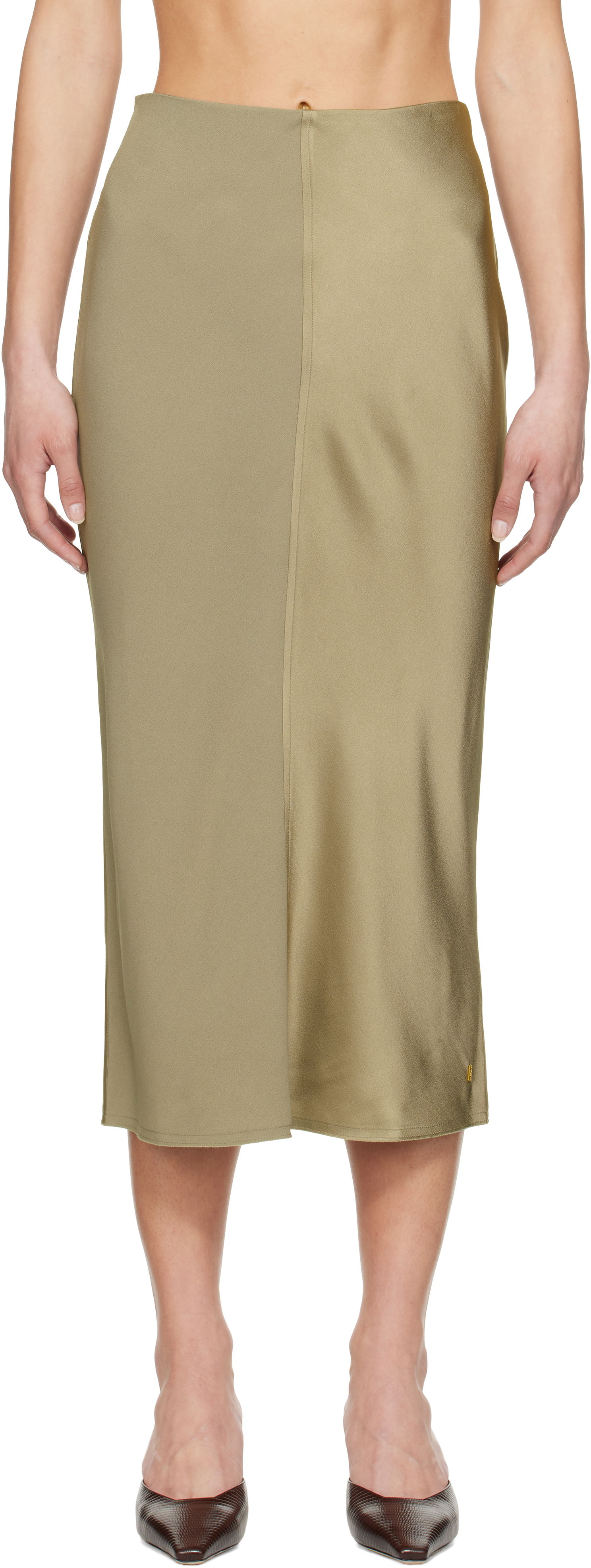 Kjol AMI AMI Paris Straight Midi Skirt Grön | FSK266.AC0014, 0