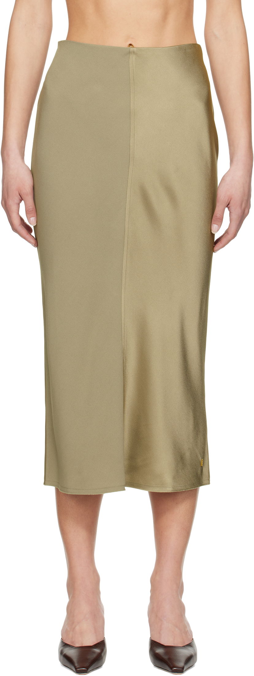 Kjol AMI AMI Paris Straight Midi Skirt Grön | FSK266.AC0014