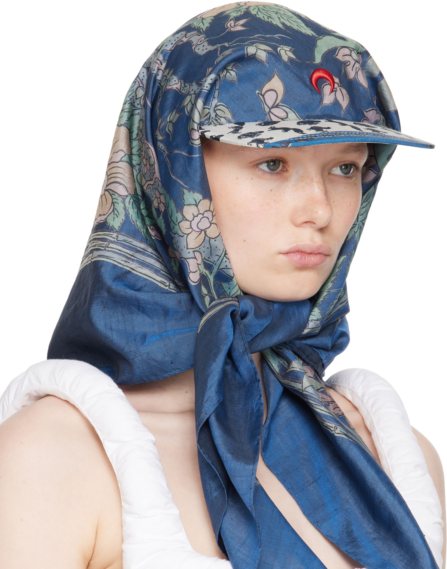 Halsduk Marine Serre Marine Serre Regenerated Silk Scarves Veiled Cap Blå | UHG028A UWOV0028, 1