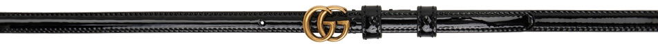 Bälten Gucci Thin Patent Double G Svart | 707327 1J70C, 0