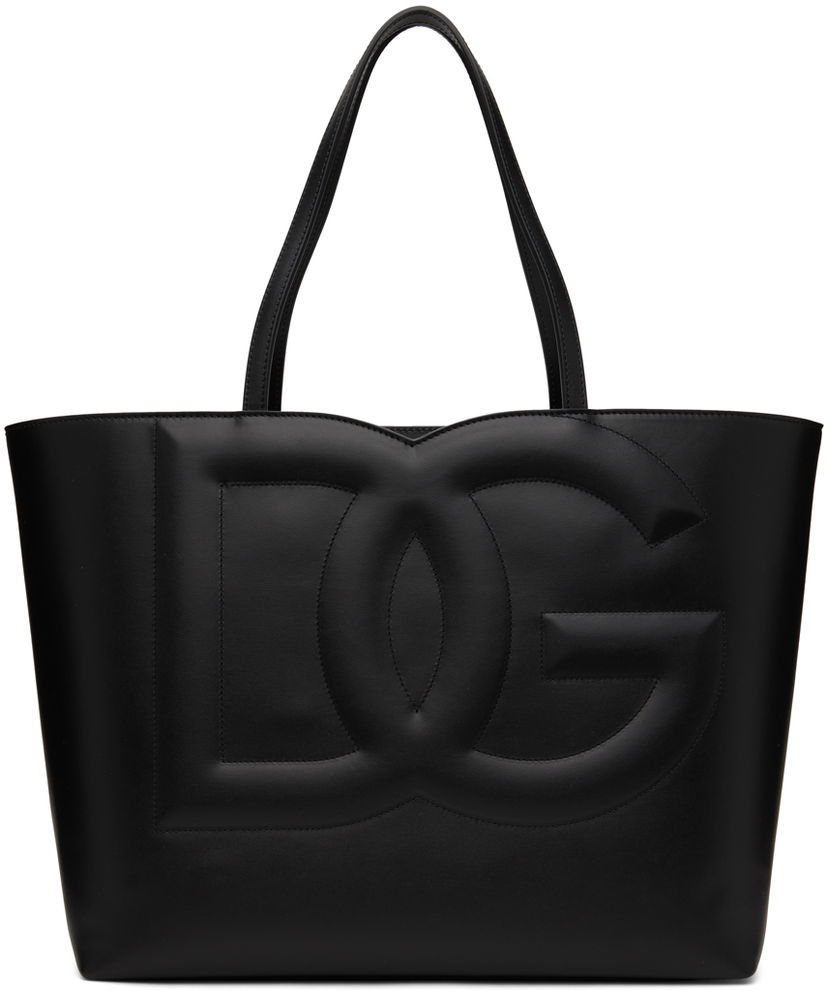 Tygpåse Dolce & Gabbana Black Medium 'DG' Logo Tote Svart | BB7338AW576