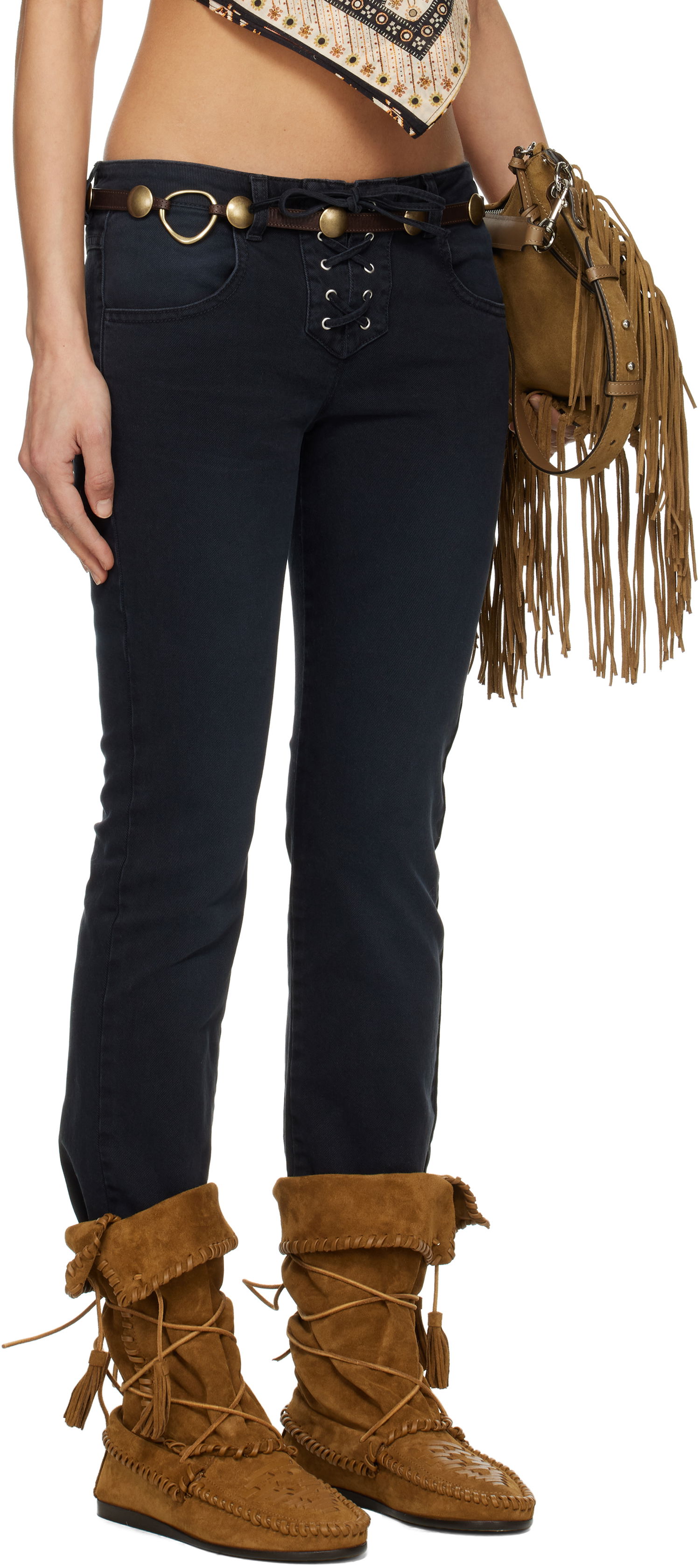Jeans ISABEL MARANT Isabel Marant Vanel Lace-Up Jeans Svart | PA0544FB-C2H02I, 1