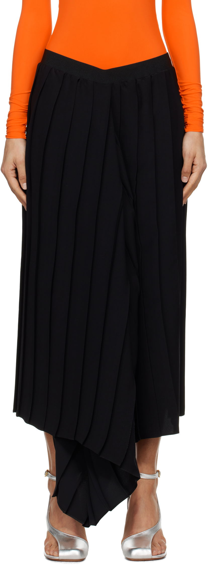 Kjol Maison Margiela MM6 Maison Margiela Drape Pleated Midi Skirt Svart | S52ME0020 S43455