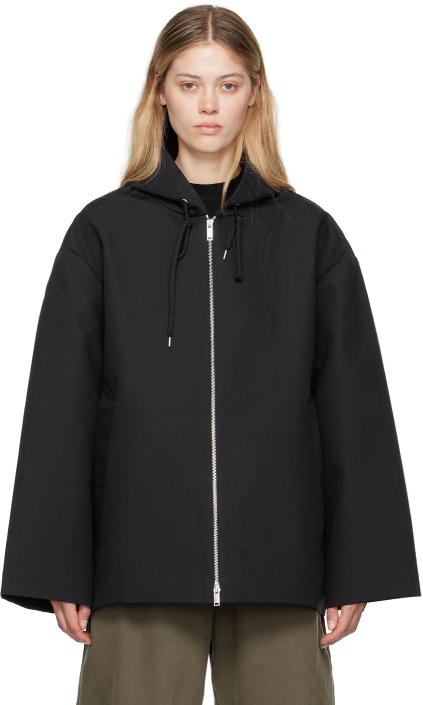 Sweatshirt Studio Nicholson Studio Nicholson Raine Hooded Zip-Up Jacket Svart | RAINE SNM - 1190, 0