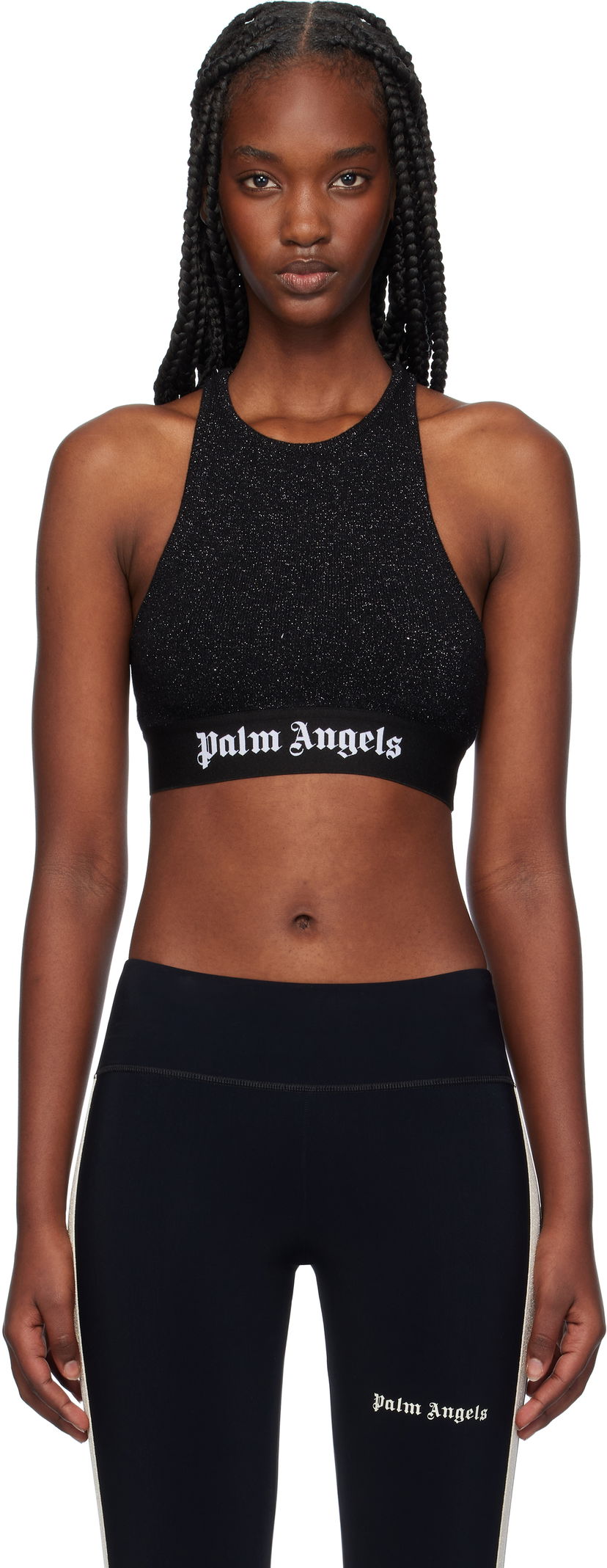 Linne Palm Angels Logo Tape Tank Top Svart | PWHT001F24KNI0011010