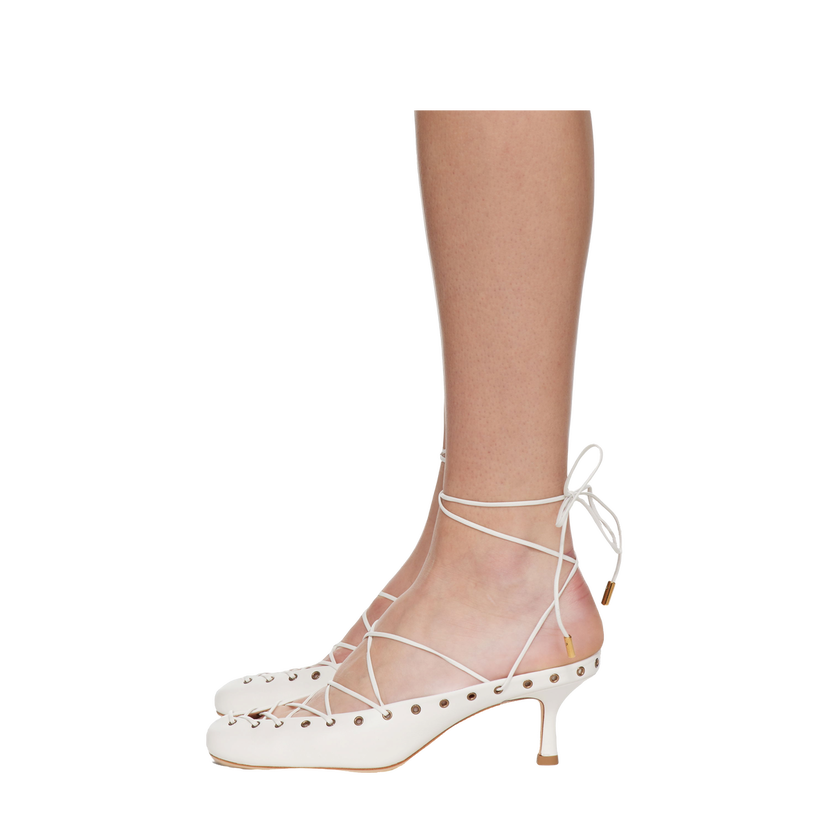 Sneakers och skor CHLOÉ Chloé Ghillies Lace-Up Mules Vit | CHC25U10DRI
