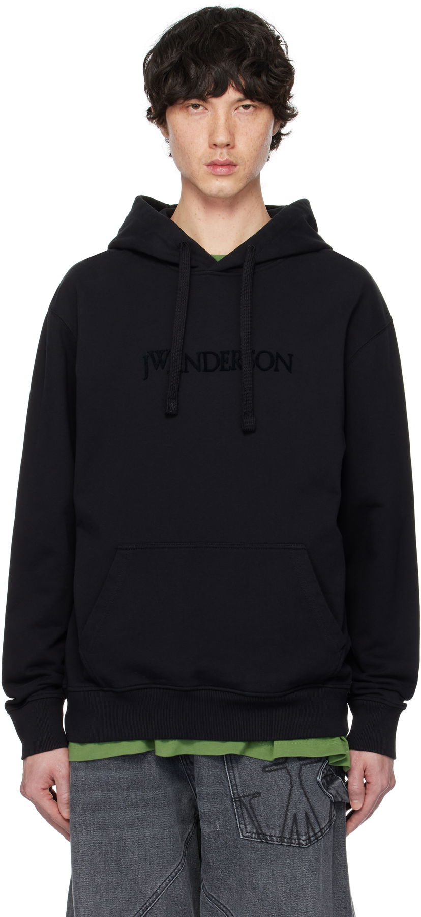 Sweatshirt JW Anderson JW Anderson Logo Embroidery Hoodie Svart | JW0214-PG1632
