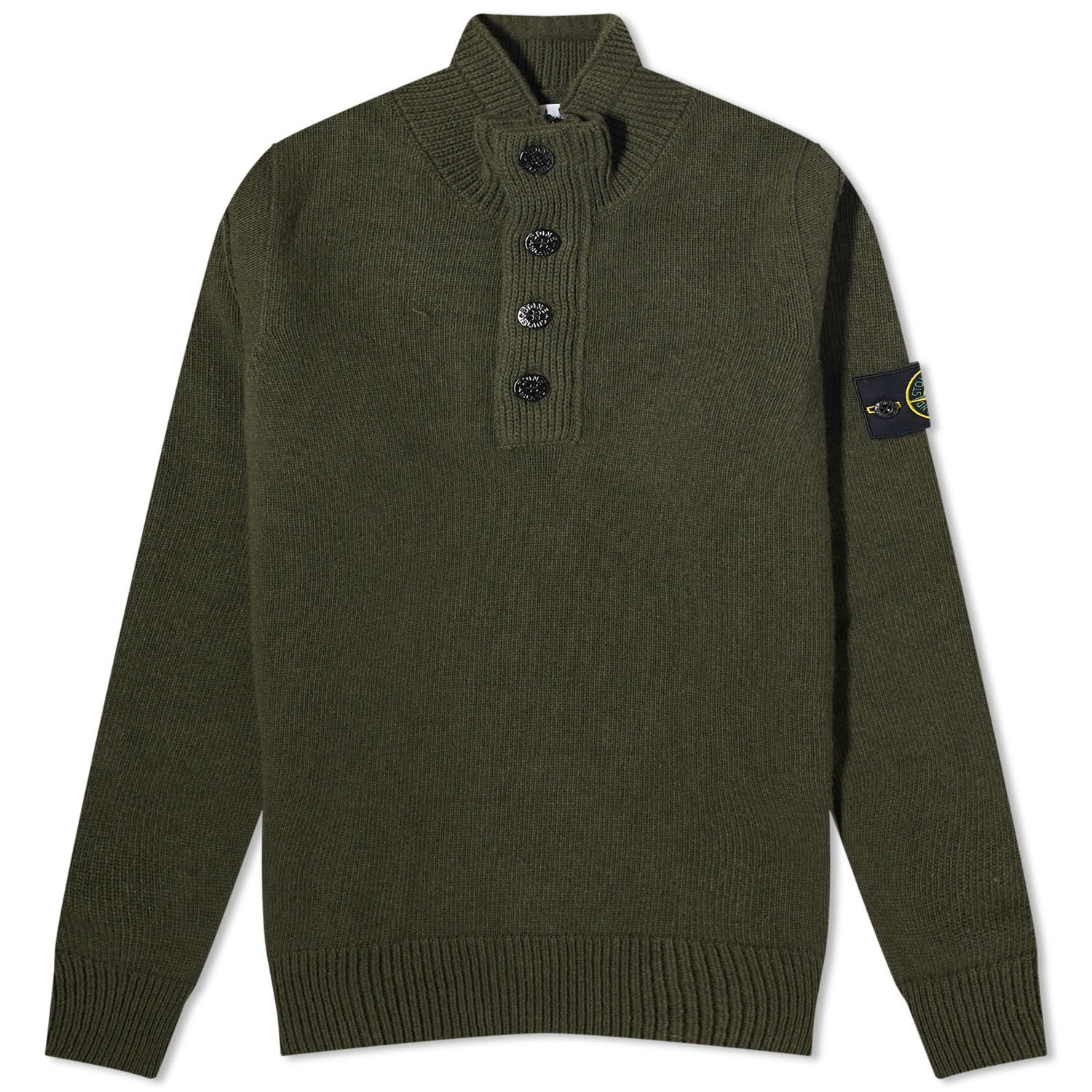 Sweater Stone Island Stand Collar Button Neck Knit Grön | 7915540-V0058, 0