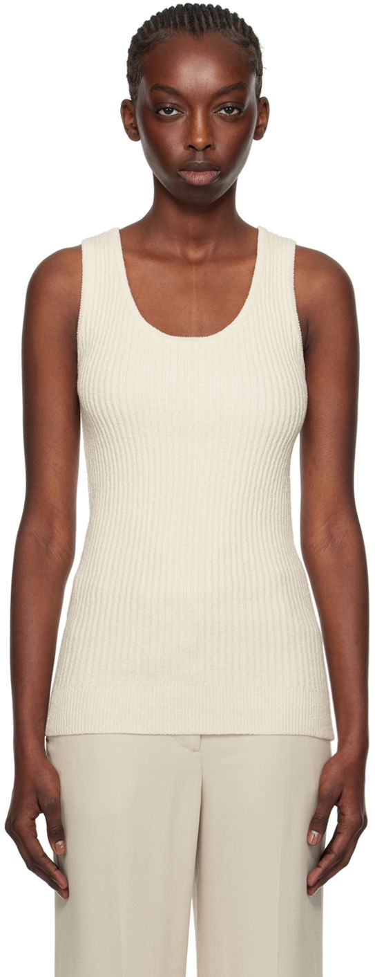 Linne TOTEME Textured Tank Top Vit | 242-WRT1670-YA0042