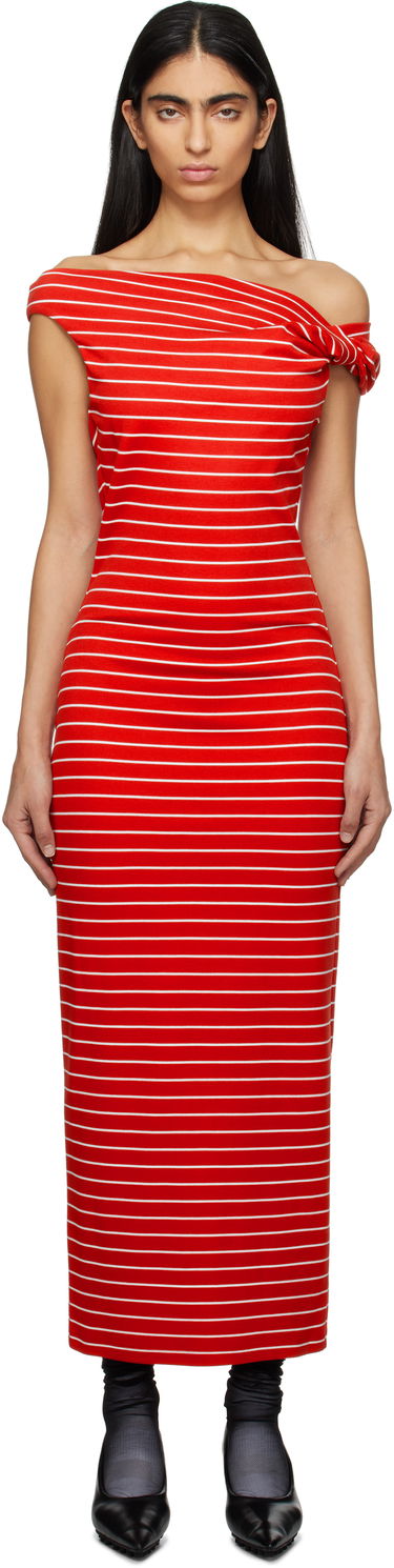 Klä MSGM MSGM Striped Midi Dress Röd | 3841MDA30 257115, 0