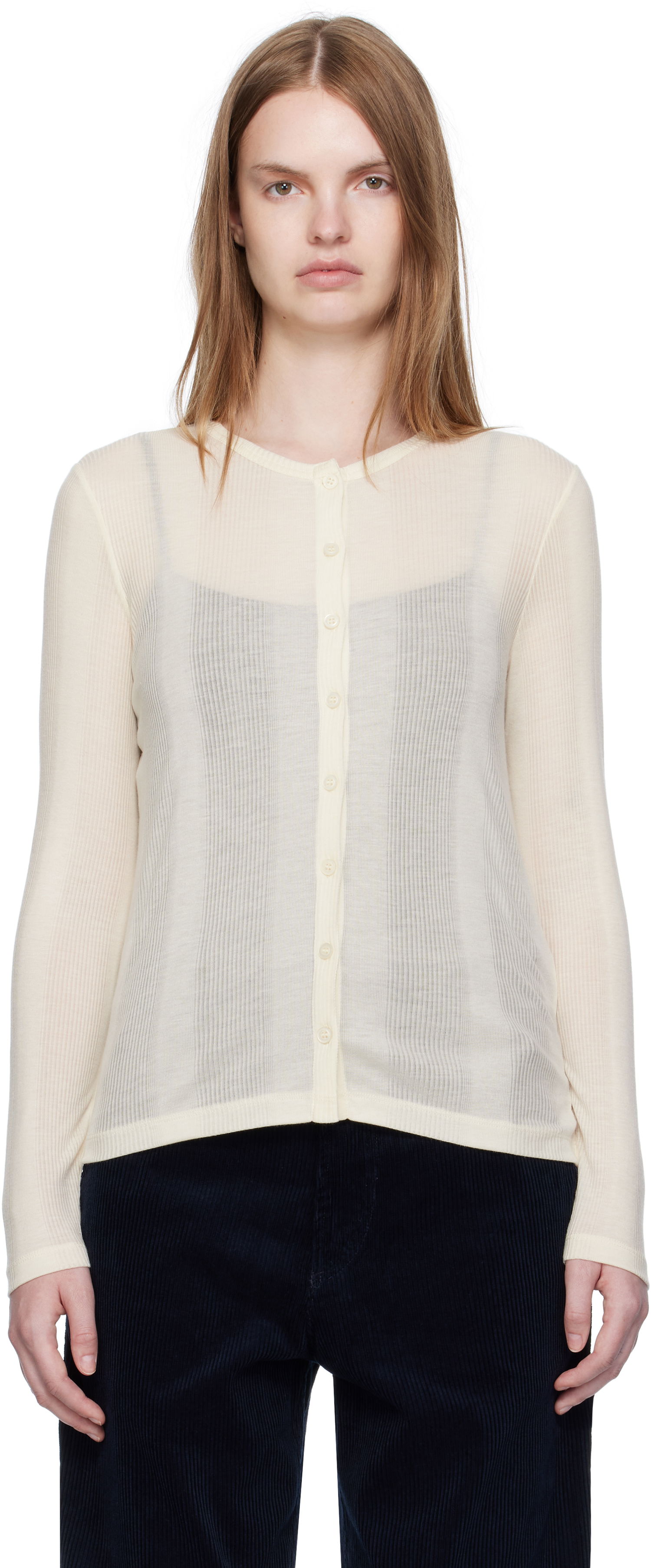 Sweater A.P.C. A.P.C. Lorie Button Cardigan Beige | LYAAW-F22331, 0