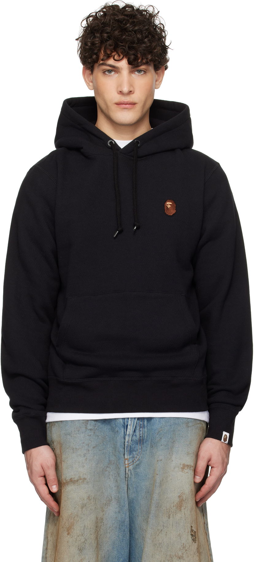 Sweatshirt BAPE One Point Pullover Hoodie Svart | 001PPK801007M