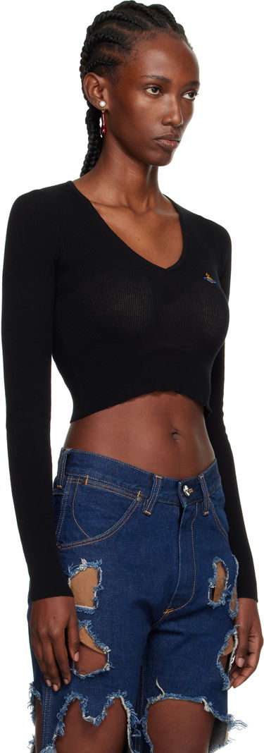 Sweater Vivienne Westwood Vivienne Westwood Bea Cropped V-Neck Sweater Svart | 1803004W-Y003F-, 1
