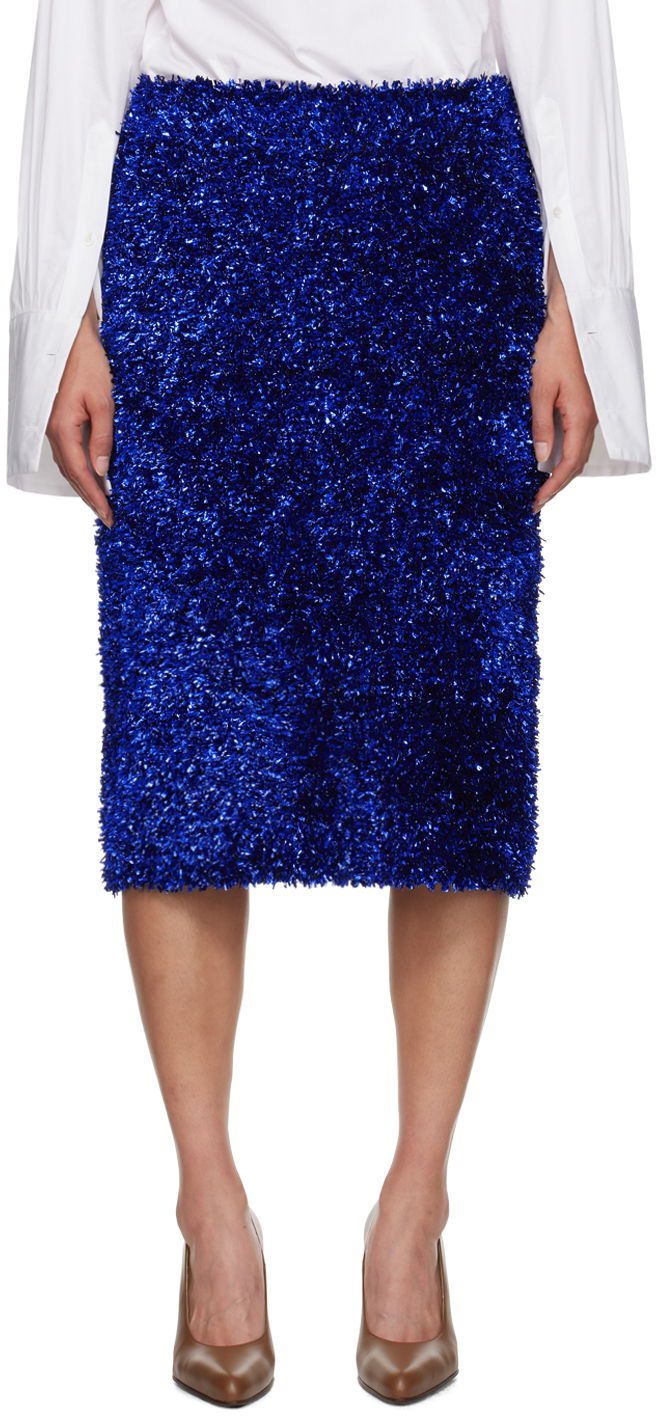 Kjol Dries Van Noten Tinsel Midi Skirt Blå | 242-011245-9725