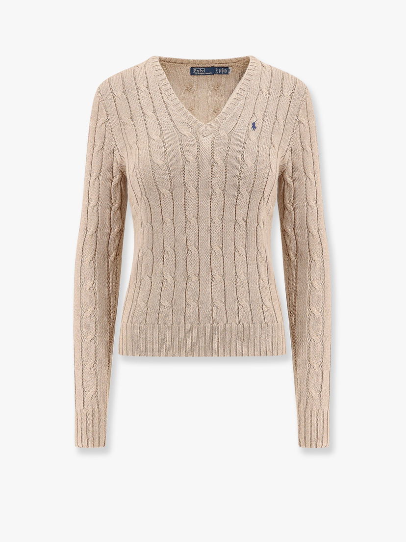 Sweater Polo by Ralph Lauren Cable Knit V-Neck Sweater Beige | 211945652003