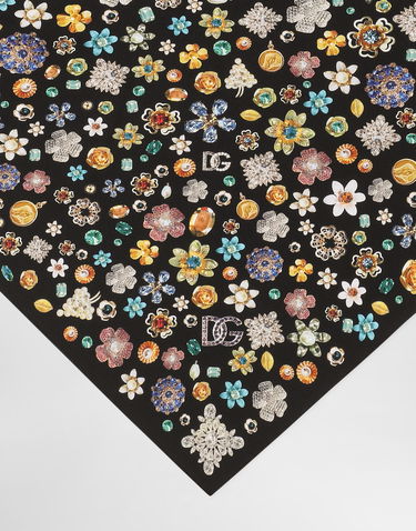 Halsduk Dolce & Gabbana Dolce & Gabbana Silk Twill Jewel Print Stole Svart | FS326AGDDAYHN5SA, 1