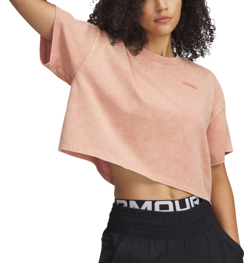 Crop top Under Armour Under Armour HWT Wash Short Sleeve T-Shirt Rosa | 1389747-696