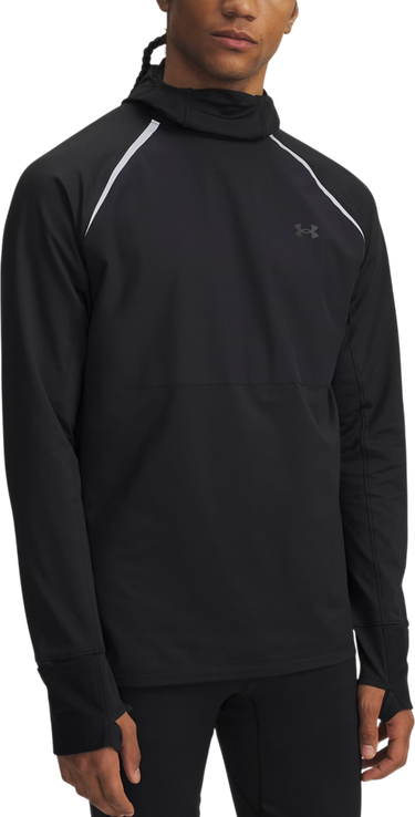 Sweatshirt Under Armour Velociti Pro Balaclava Hoodie with Reflective Stripes and Thumbholes Svart | 6005969-004, 0
