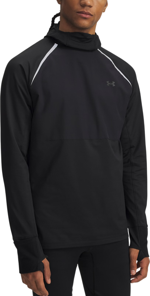 Sweatshirt Under Armour Velociti Pro Balaclava Hoodie with Reflective Stripes and Thumbholes Svart | 6005969-004