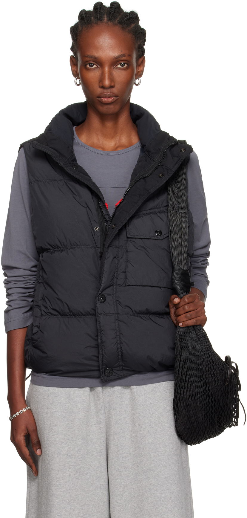 Väst Stone Island Recycled Nylon Down Vest Svart | K2-S15-G1000-03-S0A23