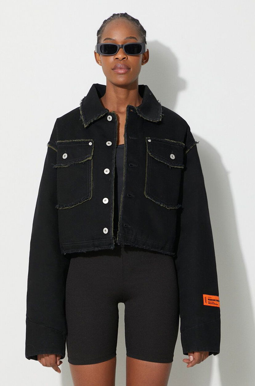 Jacka HERON PRESTON Oversize Denim Jacket Svart | HWYE013F23DEN0011000