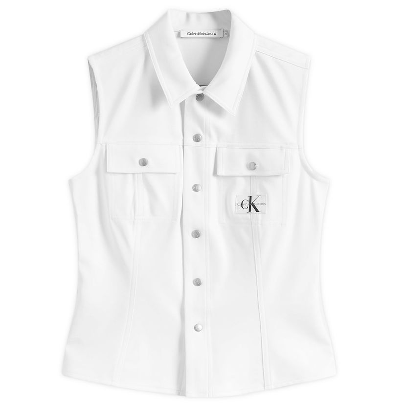 Skjorta CALVIN KLEIN Sheen Milano Sleeveless Vit | J20J223390YAF