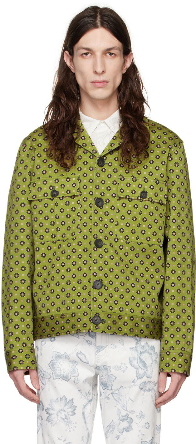 Jacka Erdem Erdem Graham Floral Print Jacket Grön | MS23_712MMFOG GRAHAM