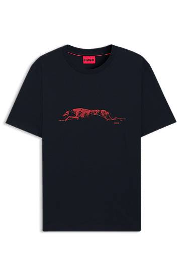 T-shirt BOSS HUGO Dog Artwork Jersey T-Shirt Mörkblå | 50548557
