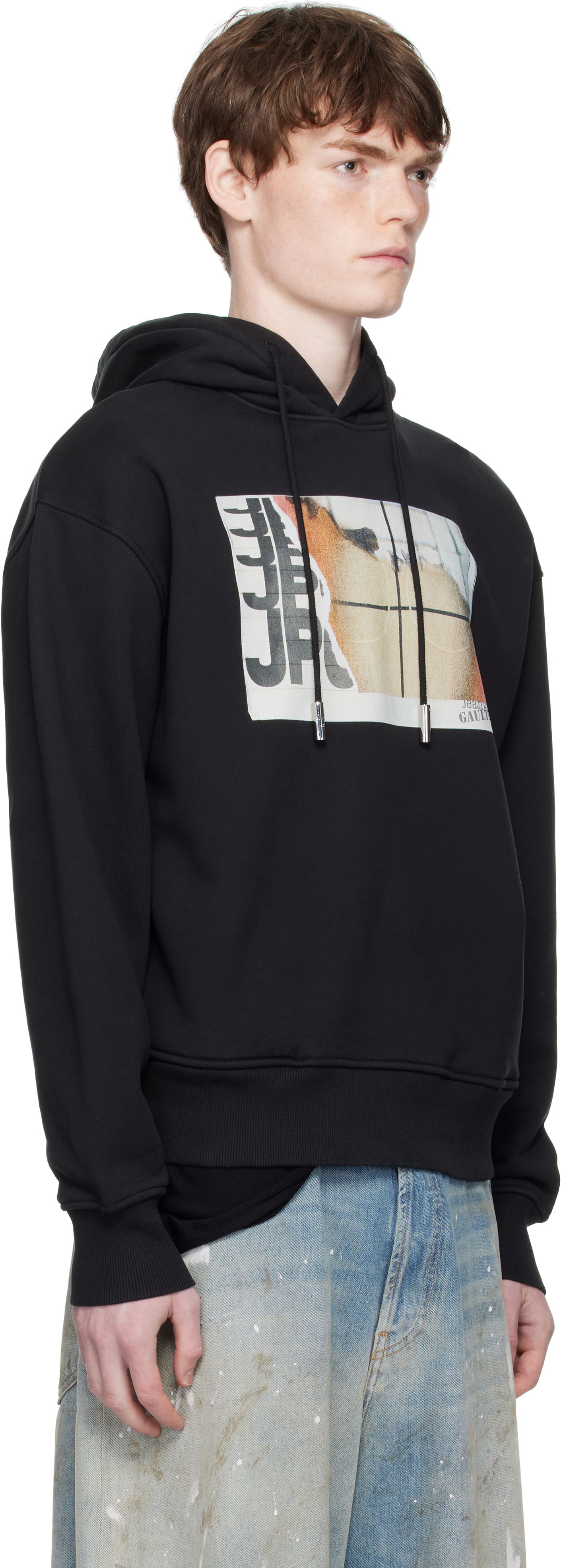 Sweatshirt Jean Paul Gaultier Jean Paul Gaultier Printed Fire Hoodie Svart | 25/03-W-TO296-J003-001501, 1