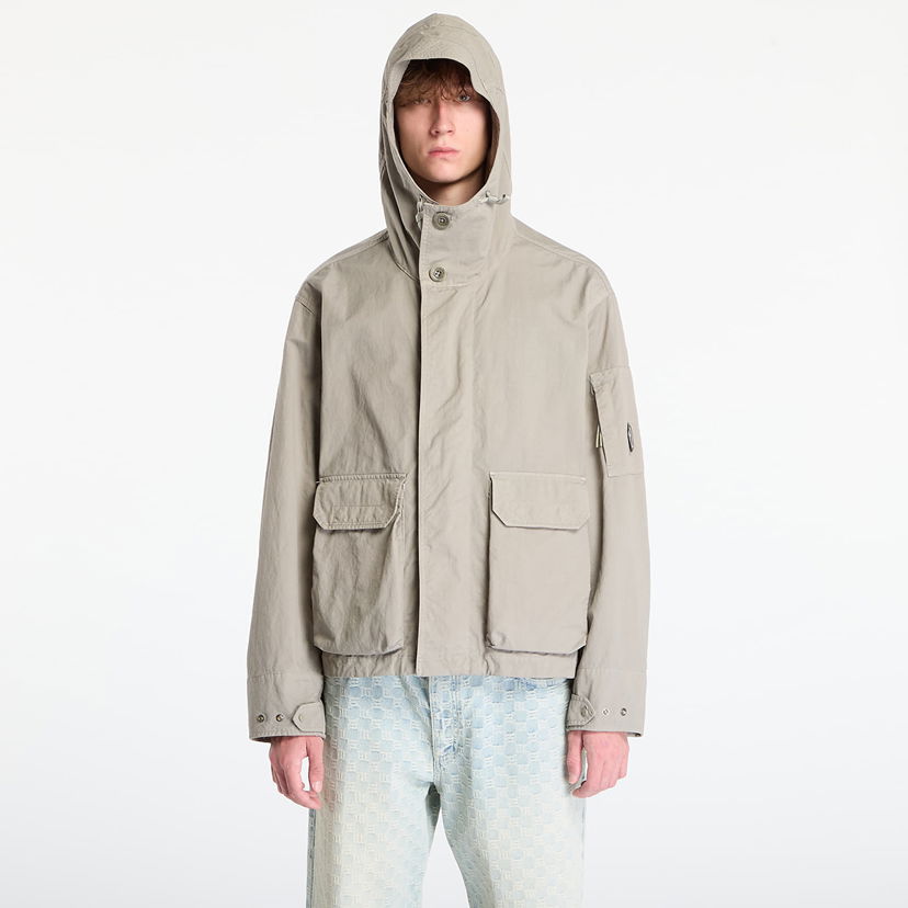 Jacka C.P. Company Twill Hooded Short Jacket Fungi Grey Beige | 19CMOW069A110305G-356