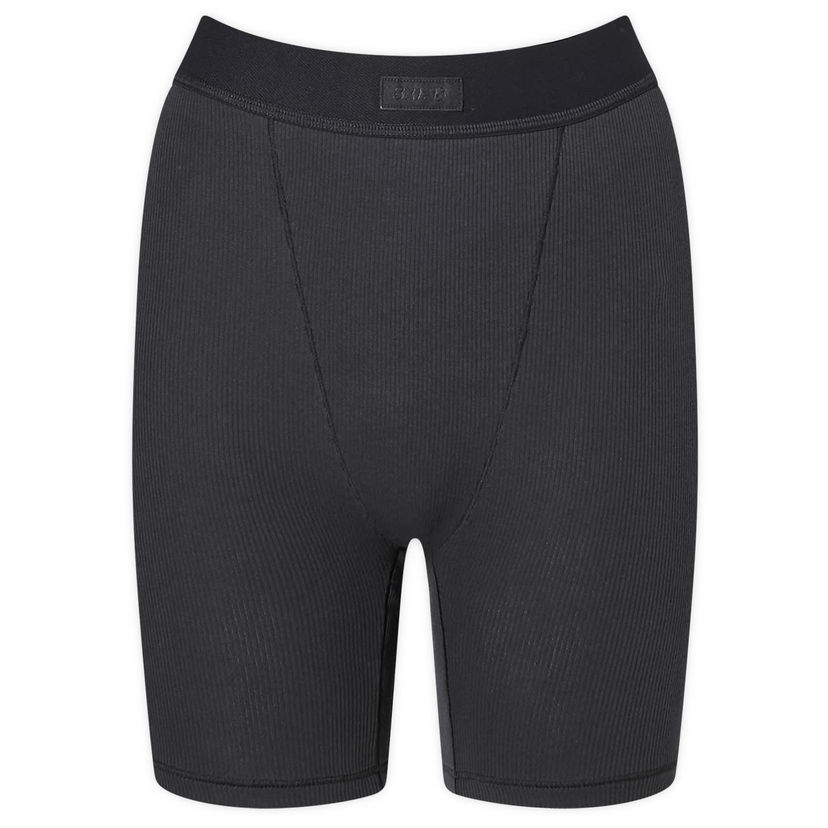 Boxare SKIMS Ribbed Cotton Boxer Shorts Svart | PN-HWS-0042-ST