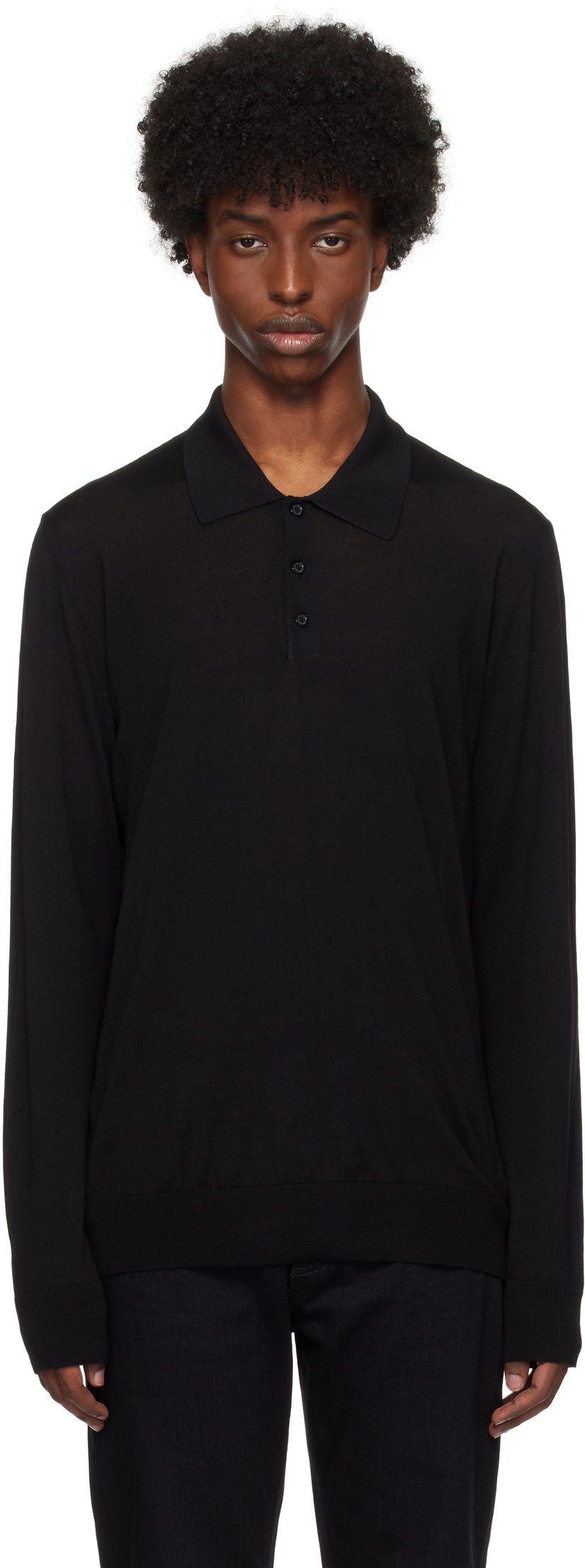 Polotröja Golden Goose Merino Wool Polo Svart | GMP01353.P001041.90100