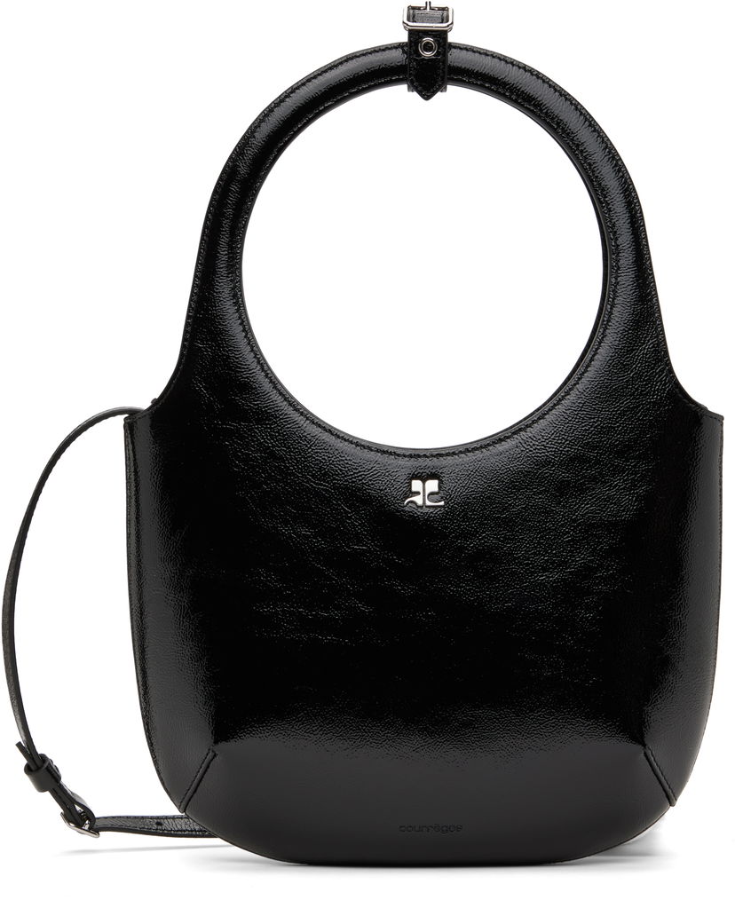 Handväska Courrèges Leather Shoulder Bag Svart | 424GSA102CR0043