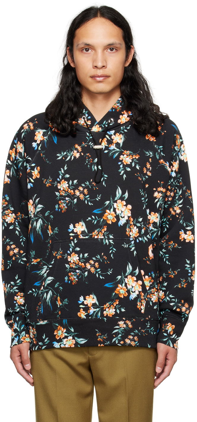 Sweatshirt Erdem Erdem Floral Print Christian Hoodie Svart | MF22_516MKFSW