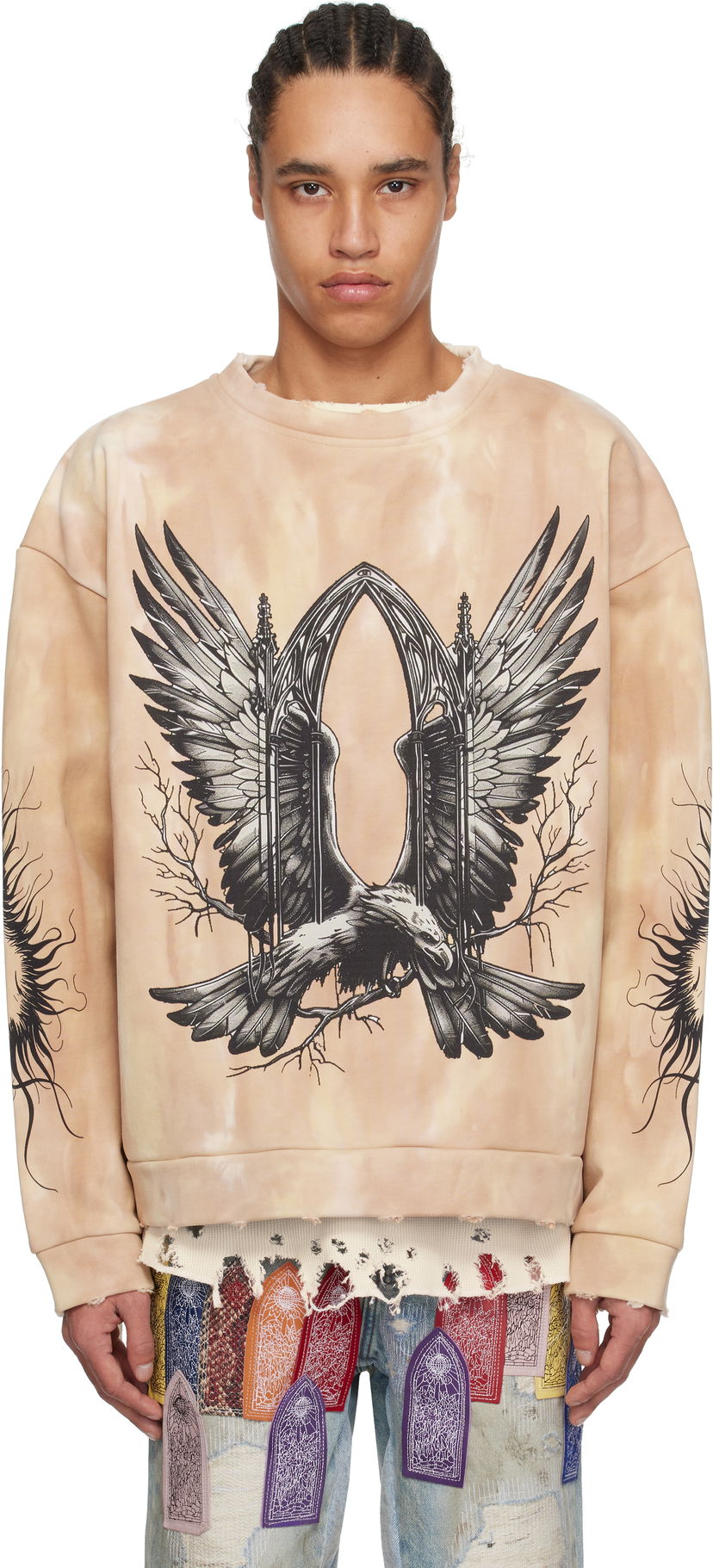 Sweater Who Decides War Who Decides War Soaring Window Crewneck Sweatshirt Beige | 1110500022SS25
