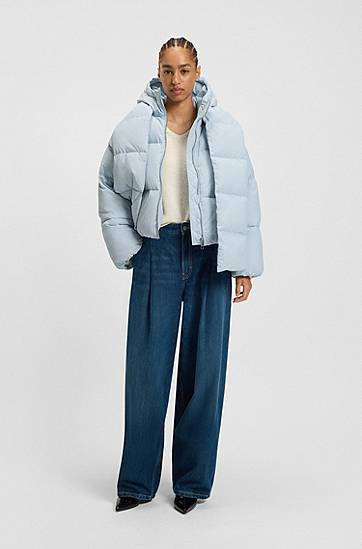 Pufferjacka BOSS Water-repellent Padded Jacket with Detachable Sleeves and Scarf Blå | 50548028, 1