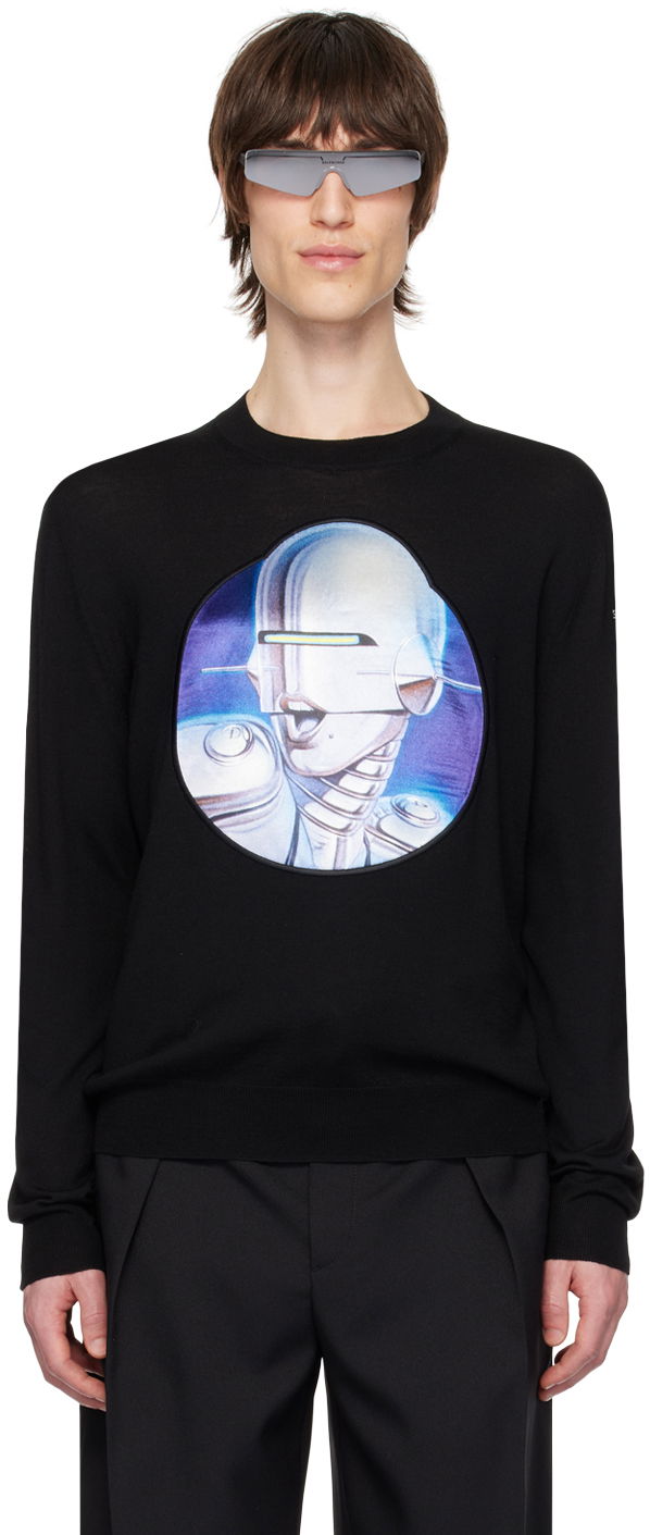 Sweater Stella McCartney Stella McCartney Embroidered Crewneck Sweater Svart | 6K07133S2479